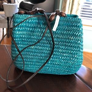 Teal Green Straw Purse
